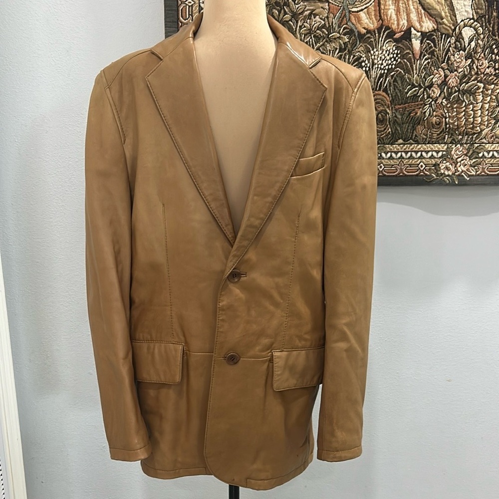 Reilly‎ Olmes Rogue Genuine Tan Leather Blazer/Jacket. Size S